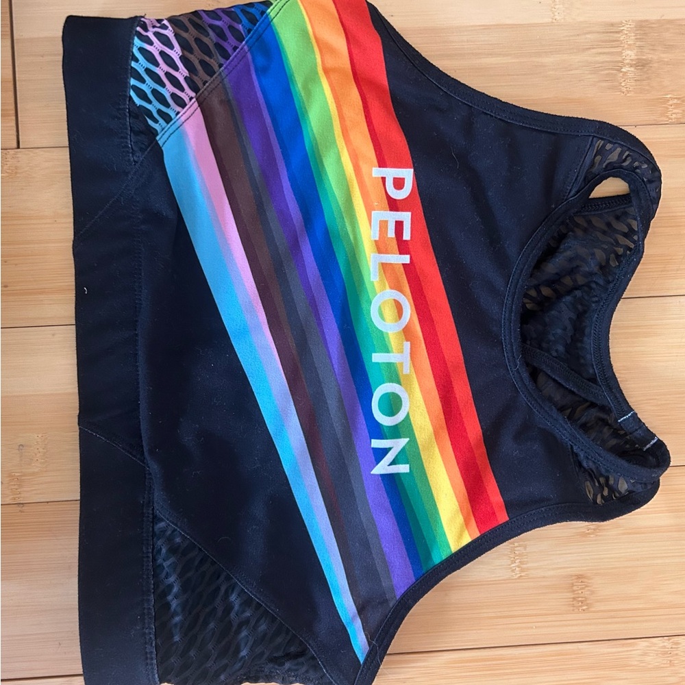Peloton x WITH Pride Rainbow Mesh High Neck Sports Bra L